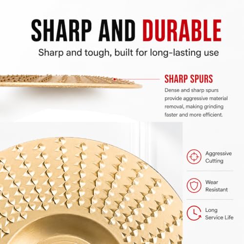 SHIRIA 3Pcs Angle Grinder Polishing Pad,Beveled Wood Carving Disc Set, 4" (10cm) Dia, 15mm Arbor, Alloy Steel, Angled Grinding Wheel for Wood Shaping & Chamfering on Angle Grinder. - color: Beveled Disc-3pcs