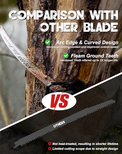EZARC Arc Edge Reciprocating Saw Blades, 9-Inch 6TPI for Pruning, 3-Pack - size: 9 Inch