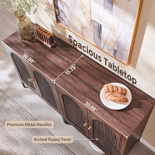 IFGET 61.75" W Modern Arched Sideboard Buffet Cabinet with Storage, Brown - color: Brown, size: 2 Pieces