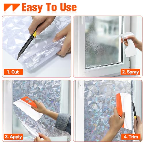 WRAPXPERT Window Film Tools, Window Privacy Film & Peel and Stick Wallpaper Tool Kit, 4-in-1 DIY Starter Set with Smoothing Squeegee, Utility Knife and Blades & 180ml Adjustable Spray Bottle - color: 4-in-1 Set