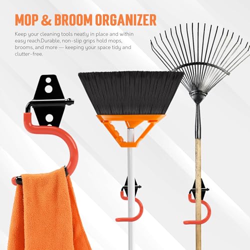 TONDA Garage Hooks, 20 Pack Wall Storage Hooks for Bike, Ladder and Tools - color: Orange