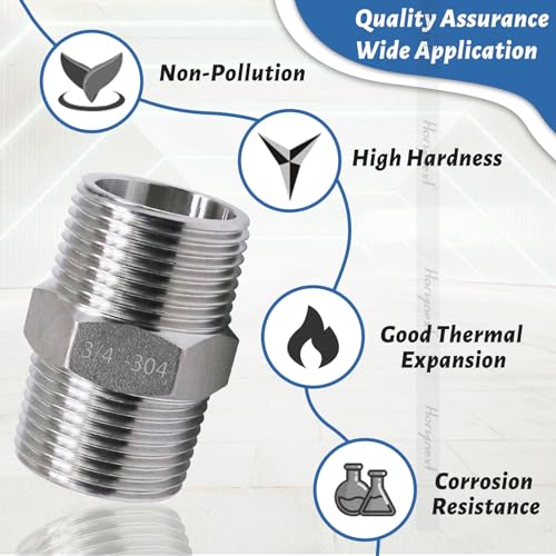 3/4 Nipple, 3/4 NPT Nipple, 304 Stainless Steel pipe fittings M/M - size: NPT3/4