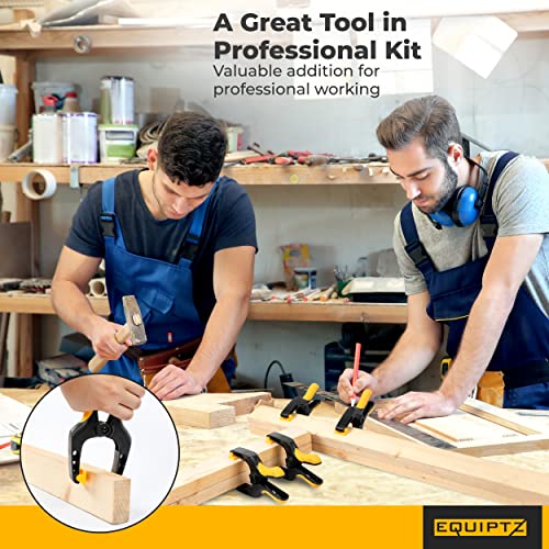 EQUIPTZ 6 inch Spring Clamps Heavy Duty - 4 Pack Large Plastic Clamps for Woodworking, Crafts, Backdrop and Pool Cover with 3 inch Mouth Opening - Rust Free Spring Clips with Non-Detachable Jaw Pads - size: 6" Pack of 4