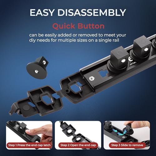 Reniteco Magnetic Socket Organizer Set, 3-Pack 3/8” Socket Rails - color: Black, size: 3/8-Inch Drive,3pc
