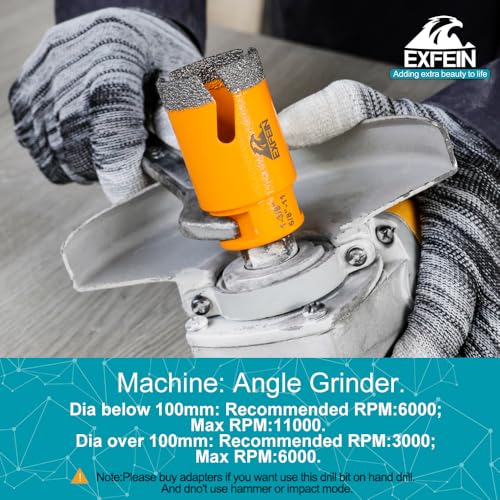 Tile Hole Saw Kit 13pcs - 6/6/8/19/25/35/50/75/102mm Diamond Core Drill Bits, 4/5 Inch Milling Bit + 2 Inch Chamfer Bit + Adapter + 4.5 Inch Grinding & Cutting Disc for Tile Marble Granite - size: Set 2