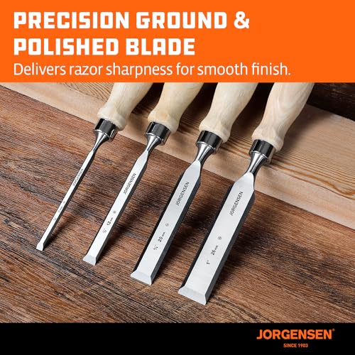 Jorgensen 4-Piece Wood Chisel Set, 1/4", 1/2", 3/4", 1" - size: 1/4", 1/2", 3/4", 1"