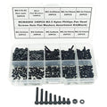 Metric M2.5 Phillips Pan Head Nylon Screws Nut Washer Assortment Kit,Screws Length:5mm to 20mm(Black) - size: M2.5