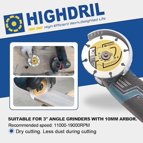 HIGHDRIL 4pcs 3" Carbide Wood Blade for Wood Plastic Gypsum Fiberglass | Arbor 3/8" 10mm Angle Grinder Cutting Disc for Wooden boards, gypsum boards, fiberglass boards, rubber hoses, plastics - size: Carbide Wood Blade