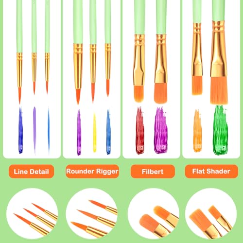 ESRICH 100PCS Paint Brushes, Paint Brush for Acrylic Painting - color: Green, size: 100