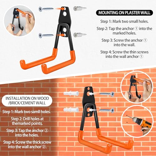 28 Pack Garage Hooks Heavy Duty with Non Slip PVC Coating - color: Orange, size: 28pack