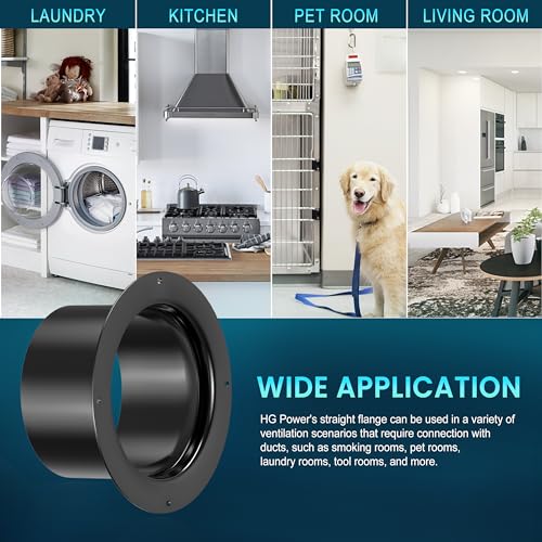 4 Inch Duct Connector, HG Power 100mm Plastic Straight Pipe Flange for 4" Ducting Pipes Hoses Heating Cooling HVAC Ventilation Use, Black - size: 4 Inch