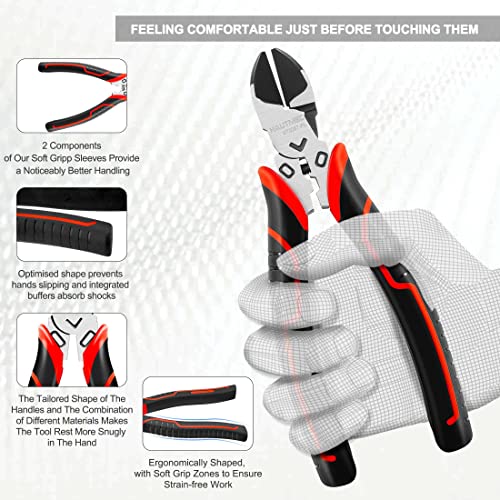 HAUTMEC 3PCS High Leverage Multi Plier Tool Set Include 8" Needle Nose Pliers Set, 8" Linesman Pliers, 6" Diagonal Cutting Plier, HT0270 - color: 3 Pcs Plier Set