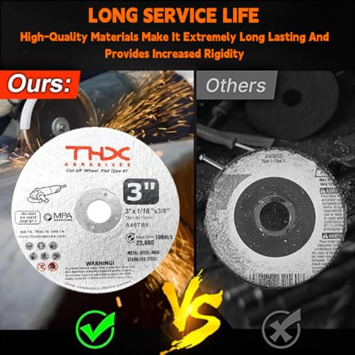 THX 3 Inch Cut Off Wheel,Long-Lasting Thin Cutting Wheel,25 Pack - size: 3" x 0.0625" x 3/8"
