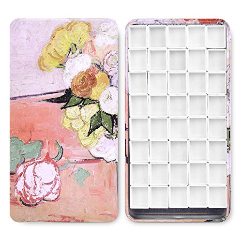 qianshan 40Pcs Empty Half Pans Watercolor Tin Palette with Magnetic Stripe - color: Champs Rose