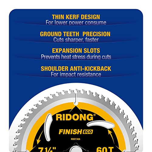 7-1/4 Inch 60 Tooth Circular Saw Blade with 5/8 Inch Arbor ATB Finishing for Wood Cutting(5-Packs) - size: 7-1/4" 60T (5 packs)