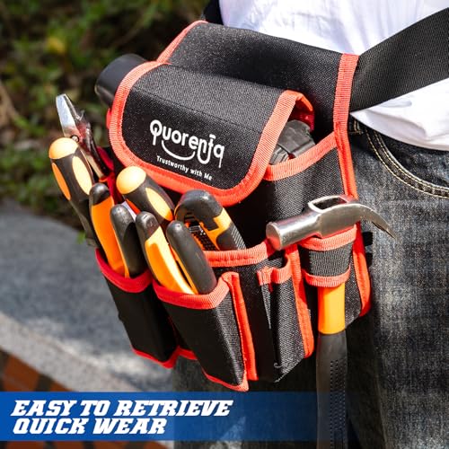 Tool Belt for Men: Electrician Tool Pouch with Adjustable Waist Strap,Tool Bag for Construction, 8 Durable Pockets, Maintenance & DIY, Fits Waist 31” to 52” (Blue, Extra Large) - color: Blue