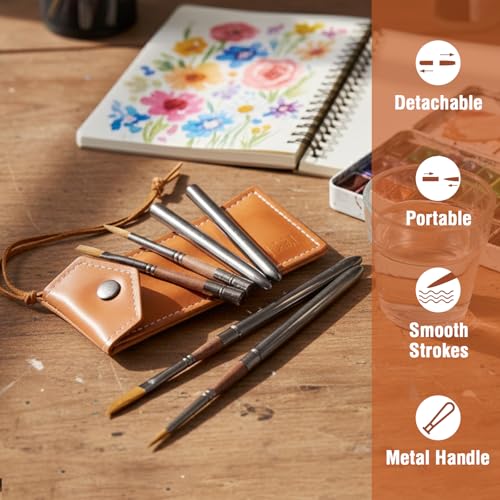Falling in Art 4 Pcs Travel Watercolor Paint Brush Set - size: 4 Pcs Small to Medium