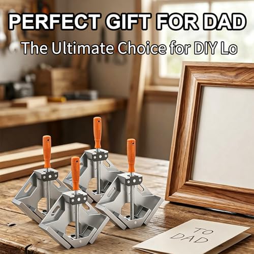 4pcs Corner Clamp with Adjustable Aluminum Alloy Swing Jaw, ingle Handle Clamps for DIY Woodworking, Photo Framing, Gifts for Men Dad