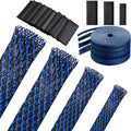 Tatuo 65.6 ft Braided Cable Sleeve Expandable Wire Sheathing(Blue, Black) - color: Blue, Black, size: 65.6 ft