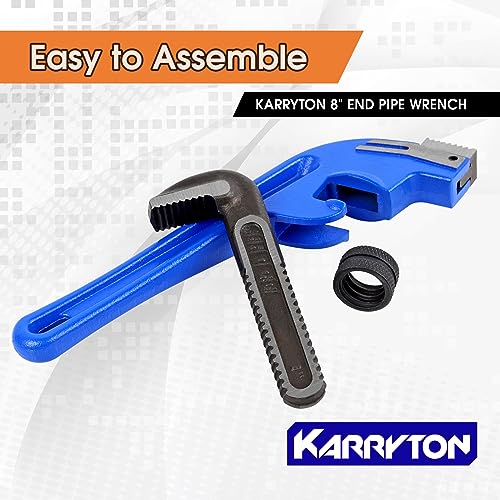 8 Inch End Pipe Wrench, Jaw Opening 1.5"/38mm Adjustable Cast Iron offset Handle Plumbing Wrench, Perfect Plumbers Tool for Oil Field, Plumbing, Auto Repair, Construction and Mechanics - size: 8-IN, style: End