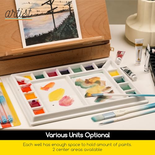 MEEDEN Ceramic Watercolor Palette：Large Porcelain Artist Paint Palette - size: 13 x 9.8 inch-no lid