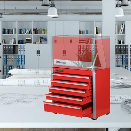P.I.T. Mini Tool Box,Small Metal Toolbox Organizer with 5 Drawers,Red | 8.6"W X 4.6"D Cute Size,Q235 Steel,Magnetic Locking Mechanism,PVC Drawer Liners - color: Red, size: 5-Drawer