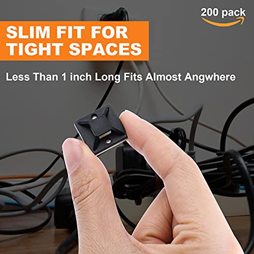 200 Pack 3/4" Zip Tie Adhesive Mounts Self Adhesive Cable Tie Base Holders with Multi-Purpose Tie wire clips with screw hole,Anchor stick on wire holder with White and Black - color: 200 Pack 3/4" Black/White