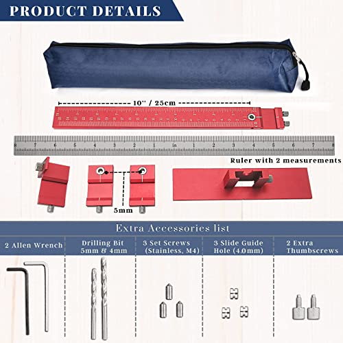 Cabinet Door Handle Jig for Hardware Mounting with Φ5mm& Φ4mm Drill Guide