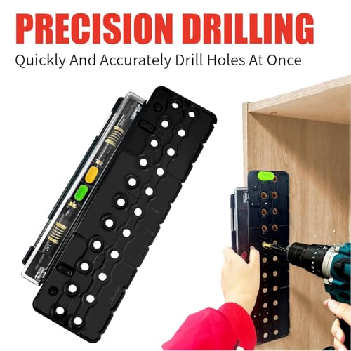 Luocute Shelf Pin Drilling Jig, Create Holes Drill Guides for Straight, Multifunctional 1/4in 5mm Accurate Shelf Peg Hole Jig for Woodworking