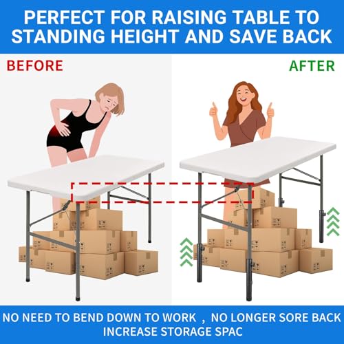 VinBee Folding Table Leg Extenders,Folding Table Risers,4-Levels Height Adjustable Risers for DIY & Office,Dining,Standing Desk 4 Pack (17.3 inch) - size: 17.3 inch(4 LEVELS)