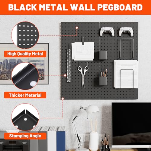 ValueMax 6 Pack Metal Pegboard Panels, 12"x12" Wall Tool Organizer