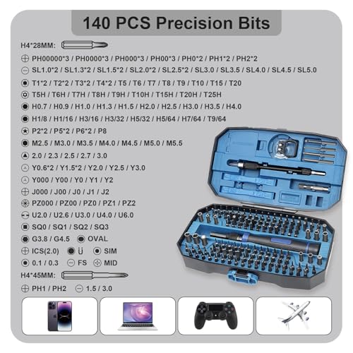 152 in 1 Precision Screwdriver Set with Case, Small Magnetic Screwdriver Electronic Toolkit for Computer, Laptop, Game Controller, Glasses, Phone Repair Tool Kit - color: Blue