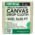 EZ Drop Painter's Large Canvas Fabric Drop Cloth for Painting (5 ft. x 20 ft.) - size: 5 ft. x 20 ft.