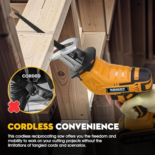 Reciprocating Saw Cordless for Dewalt 21V Battery, Mini Power Saws for Wood/Metal/PVC Cutting with 4 Blades & Toolbox, 0-2500RPM for Hand Saw Woodworking (Battery not Included)