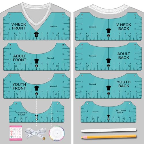 Vowlove T-Shirt Ruler for Front Back Design Alignment and Placement - color: 02 Cyan