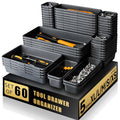 Tool Box Organizer Tray, 60 PCS & 5 Sizes, Black - color: Black: 60 PCS