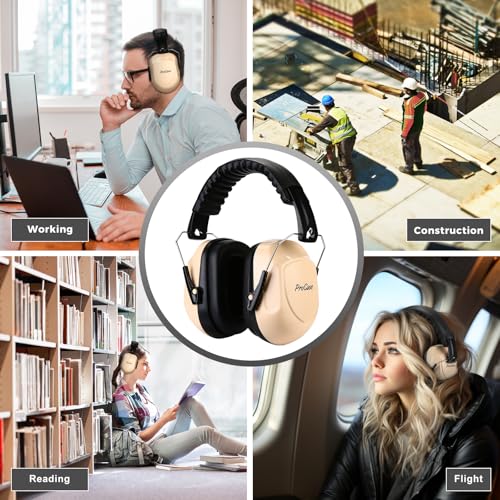ProCase Hearing Protection Ear Muffs SNR 33dB, Noise Cancelling Headphones - color: 1 - Beige