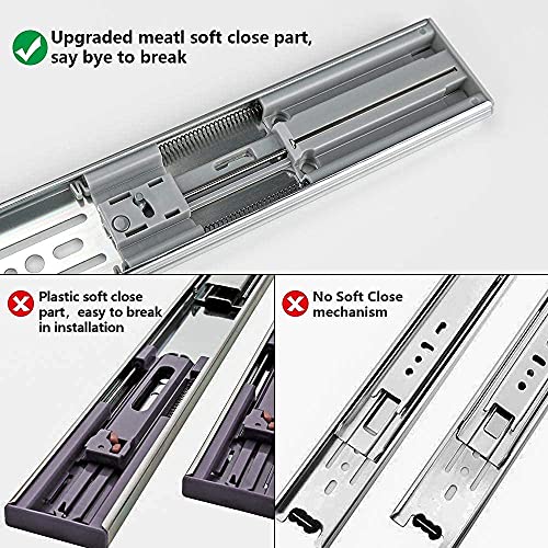LONTAN 16 Inch Soft Close Drawer Slides with Rear Mounting Brackets 1 Pair - size: 16 Inch