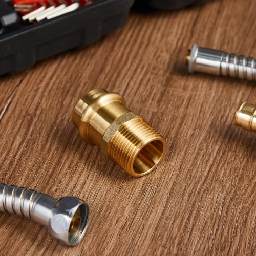 16 Pack 1/2" Press x 1/2" MIP Brass Press Fittings - color: Mip, size: 0.5 Inch