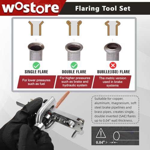 Wostore 25FT 3/16" Copper Coated Brake Line Kit & Flaring Tool, 24 Fittings - size: Double flare kit with 3/16" Brake Line