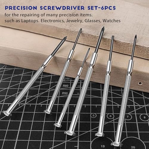 NINDEJIN 6PCS Precision Screwdriver Set, Flathead & Phillips Screw Repair Kit for Electronics & Small Items – Laptops, Watches, Phones, Computers, Doorbells, Toys, Glasses - style: Mini Screwdriver