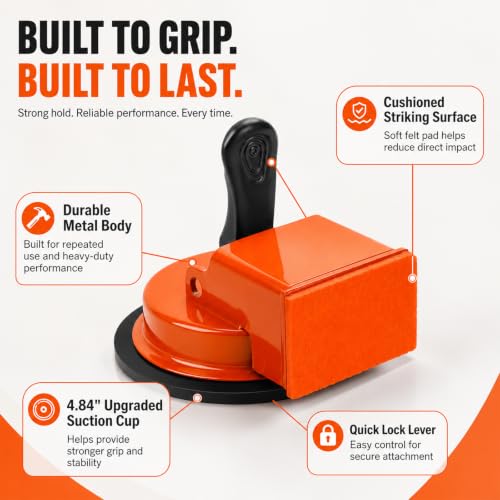 Floor Gap Fixer Tool Kit, Heavy Duty Suction Cup Gap Puller with Rubber Mallet & 5 Reusable Sticky Pads, Fast DIY Laminate & Vinyl Floor Repair Kit to Close Floor Gaps Without Contractor