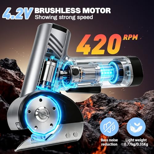 Cordless Electric Scissors 4.2V Rechargeable Cardboard Cutter Electric Box Cutter with Safety Lock LED Lamp with Replacement Blade Electric Rotary Cutter for Fabric Carton Packaging Leather Plastic