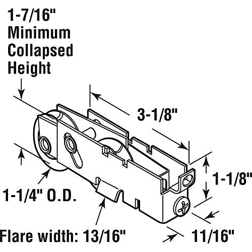 Prime-Line D 2049 Nylon Ball Bearing Sliding Door Tandem Roller Assembly - style: plastic
