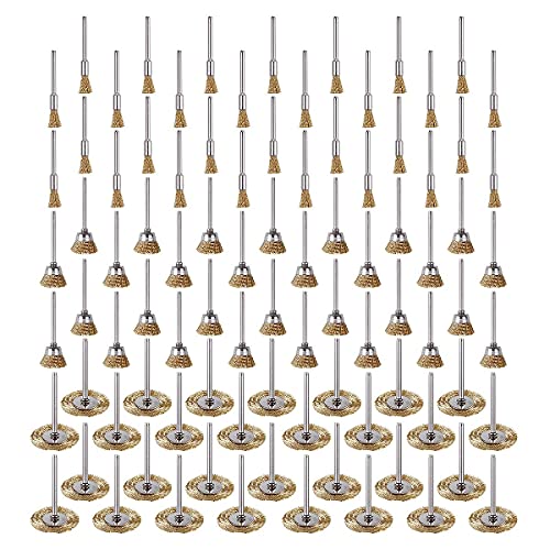 Rocaris 90 Pcs Wire Brushes Set, Brass Wire Wheels Pen Brushes Set Kit