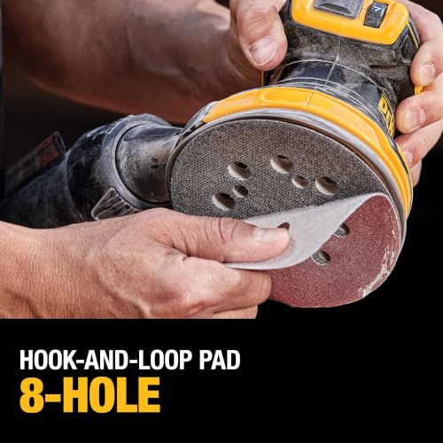 DEWALT 20V MAX Orbital Sander Cordless, 5-Inch Sander Tool, 2.Ah, 8,000-12,000 OPM, Variable Speed Dial, Storage Bag, Battery and Charger Included (DCW210D1)