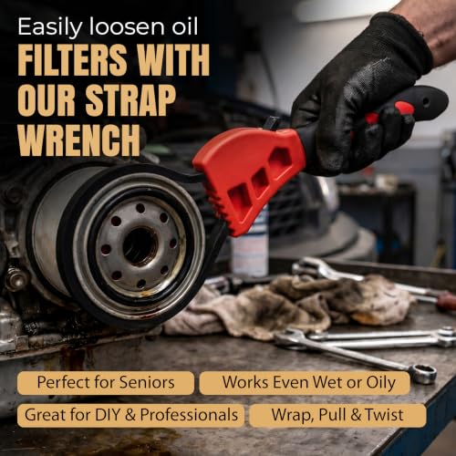 LUBANA 2-Pack Adjustable Strap Wrench Set, Heavy Duty Rubber Oil Filter Wrench for Plumbing, Jar Opening, Pipe Repair & Auto Maintenance, Non-Slip Multi-Purpose Tool for Large and Small Objects