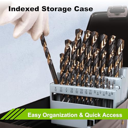 29PCS Metal Drill Bit Set, M2 Twist Drill Bits with Case