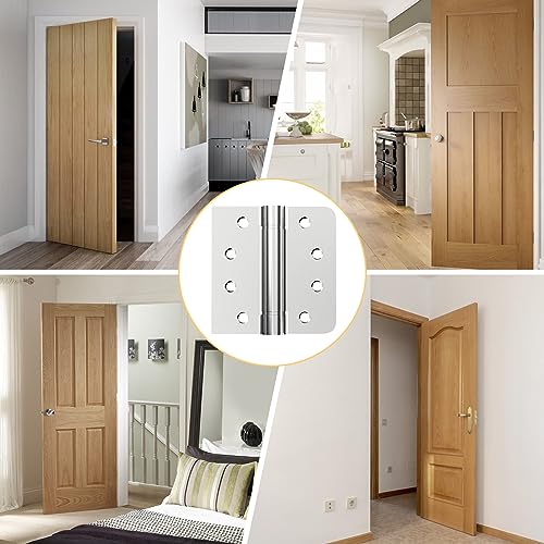 Self-Closing Door Hinges 4Inch 304 Stainless Steel Hinges Spring Hinge Heavy Duty Hinges with Square Rounded 5/8" Radius Corner Adjustable Tension 2 Pack - style: C hole - Square&Round