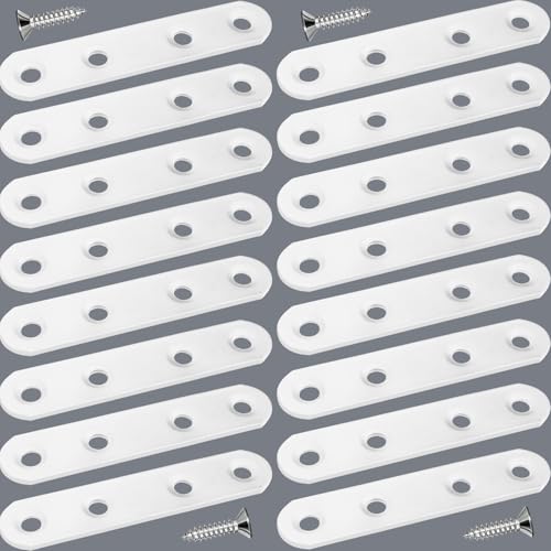16 Pack White Flat Brackets 3 inch Straight Brace - color: White, size: 16 Pcs / 3 x 0.63 in